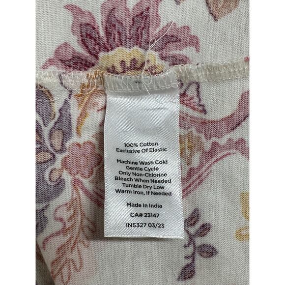 Talbots Top Womens 2X Cream Floral 100% Cotton Ruffles Boho Peasant Fall Autumn - Picture 7 of 9